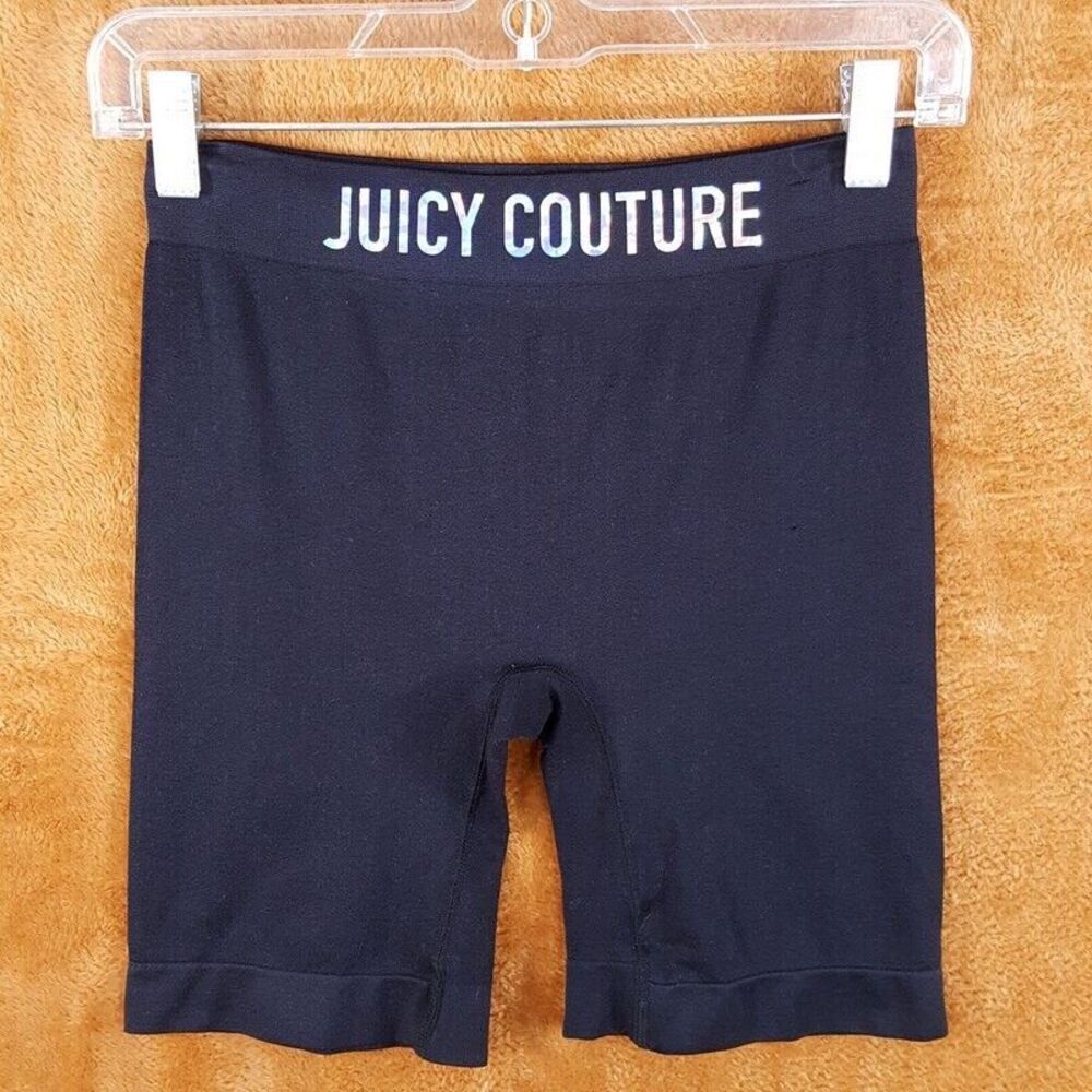 JUICY COUTURE Womens Shorts Medium Black Logo Shaper Biker Stretchy